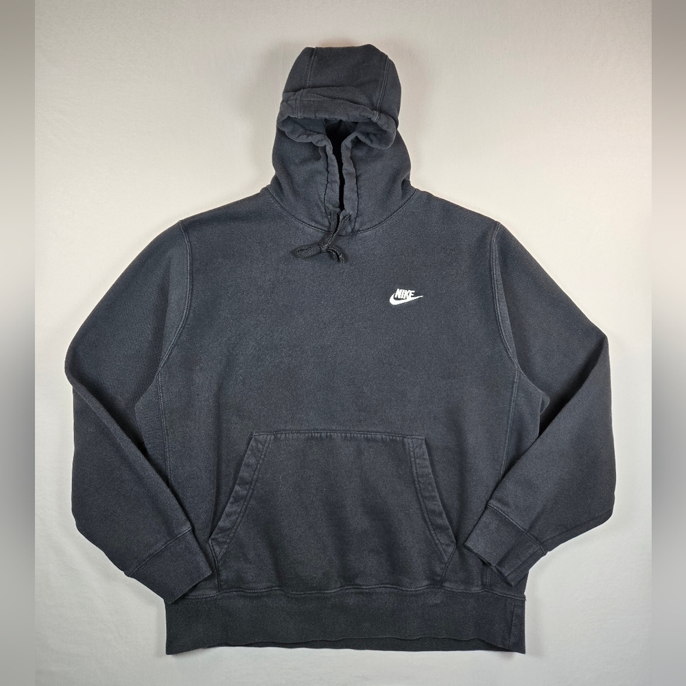 Nike Sportswear Club Fleece Hoodie Faded Black Vintage Look Size Large